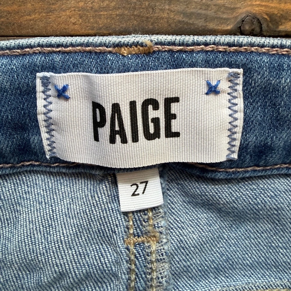 PAIGE Hoxton Crop Jeans 26 Rockslide High Rise Raw Hem Blue Skinny 3196F46-5237‎ - Picture 4 of 10